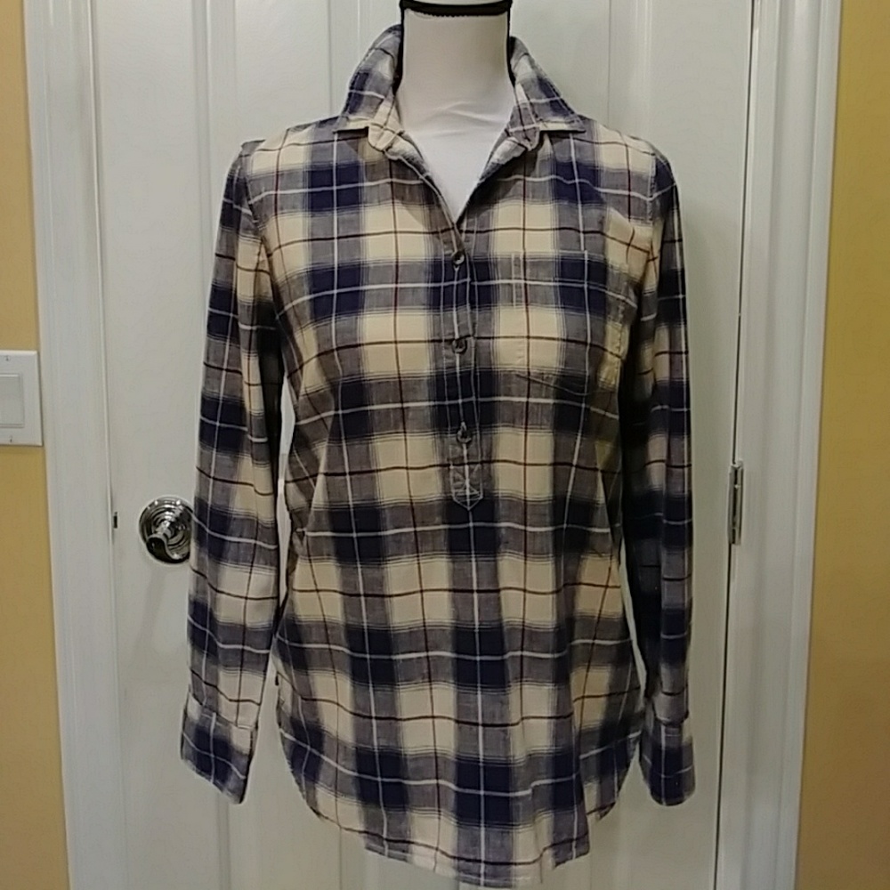 J Crew Homespun Plaid Popover Shirt